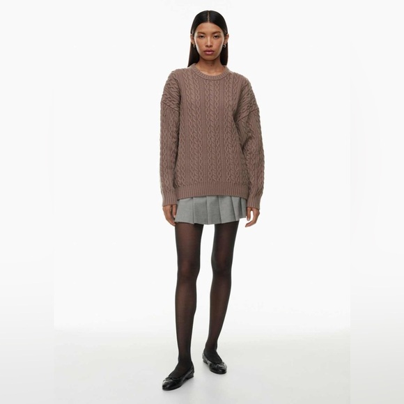 Sunday Best Women's Medium Peggy Sweater Cable Knit Oversized Deep Taupe Neutral - Picture 3 of 16